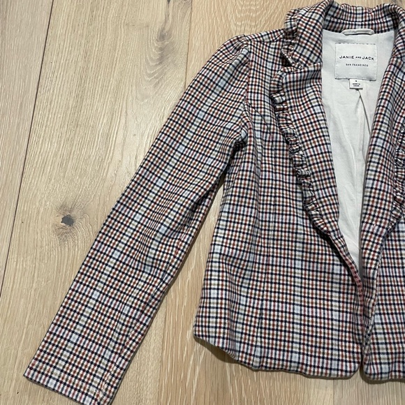 Janie & Jack Equestrian Plaid jacket with ruffle collar - Picture 2 of 4